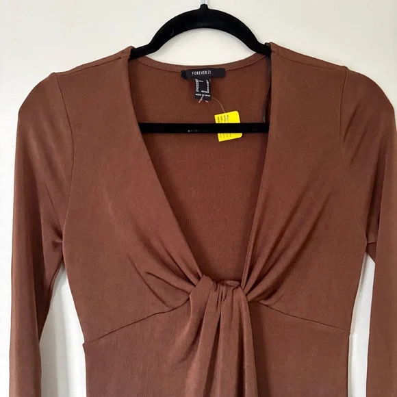 Forever 21 Brown Long Sleeve Dress Size Medium - Picture 7 of 13